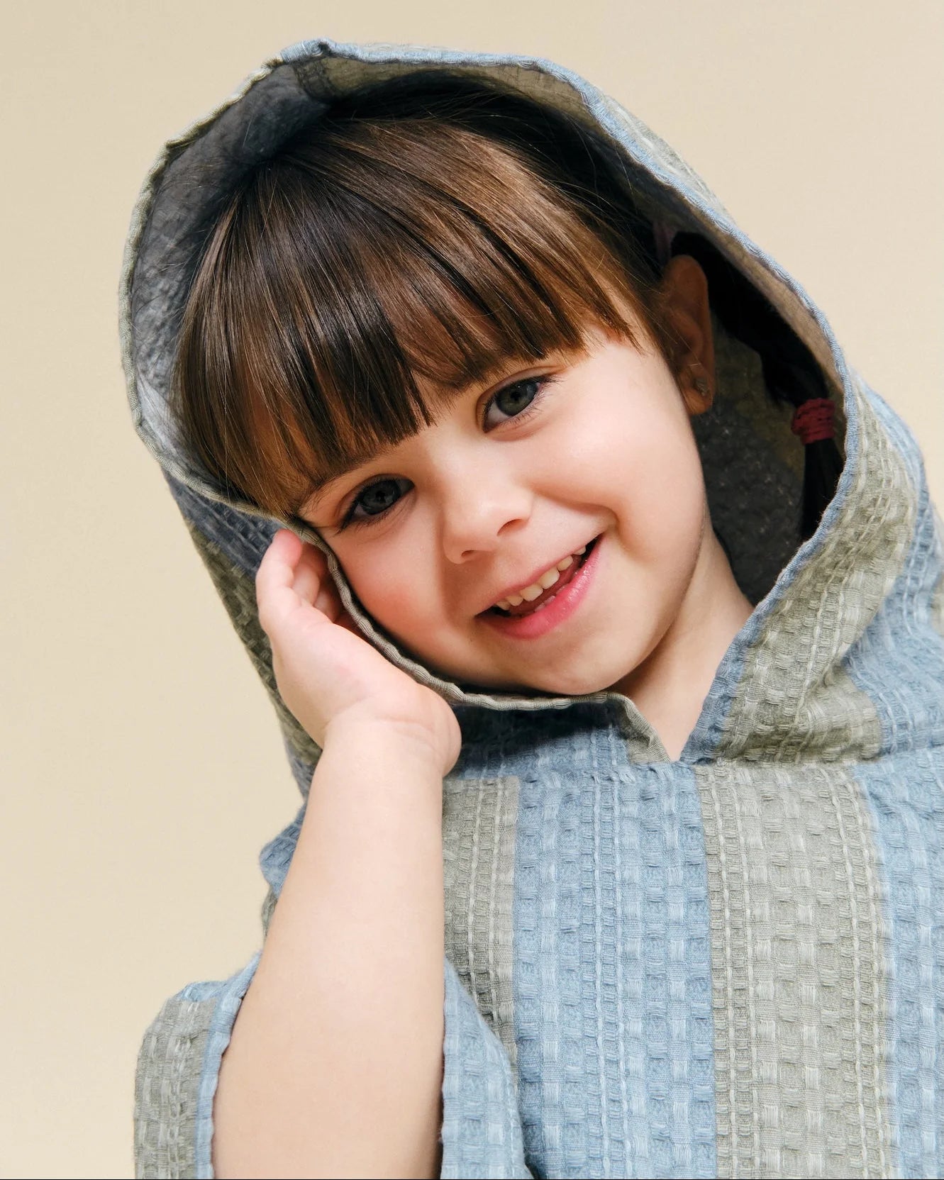 Molis&Co. Poncho da bagno - Khaki & Blue Stripes