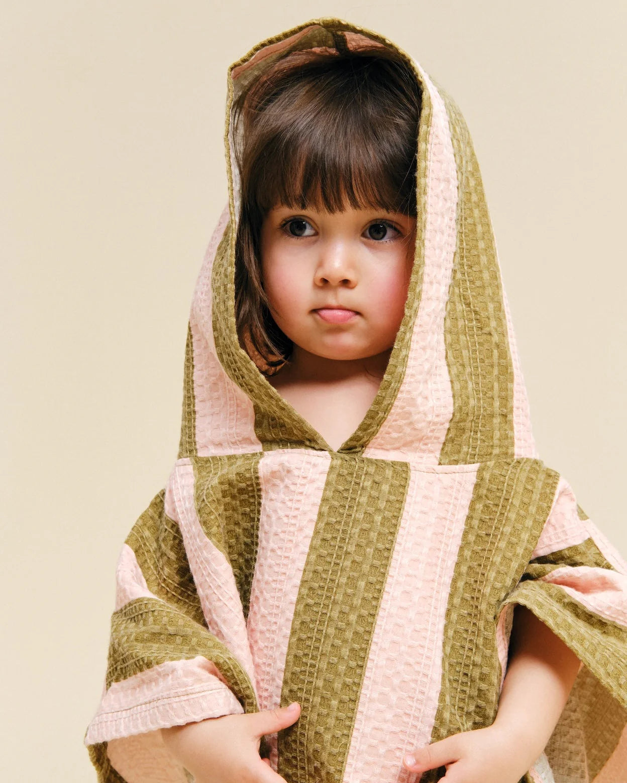 Molis&Co. Poncho da bagno - Khaki & Rose Stripes