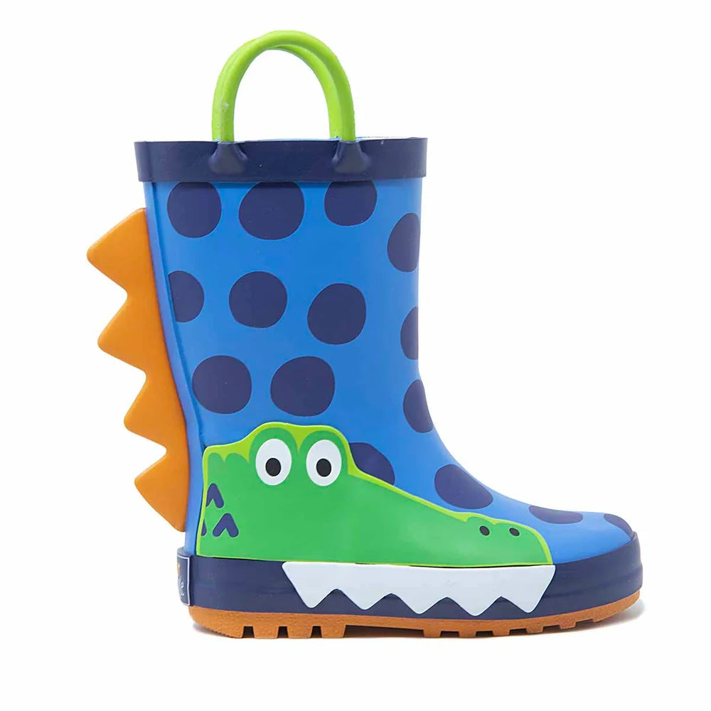 Stivaletti da pioggia Mr. Tiggle in gomma naturale con maniglie laterali e fodera in cotone biologico per bambini.