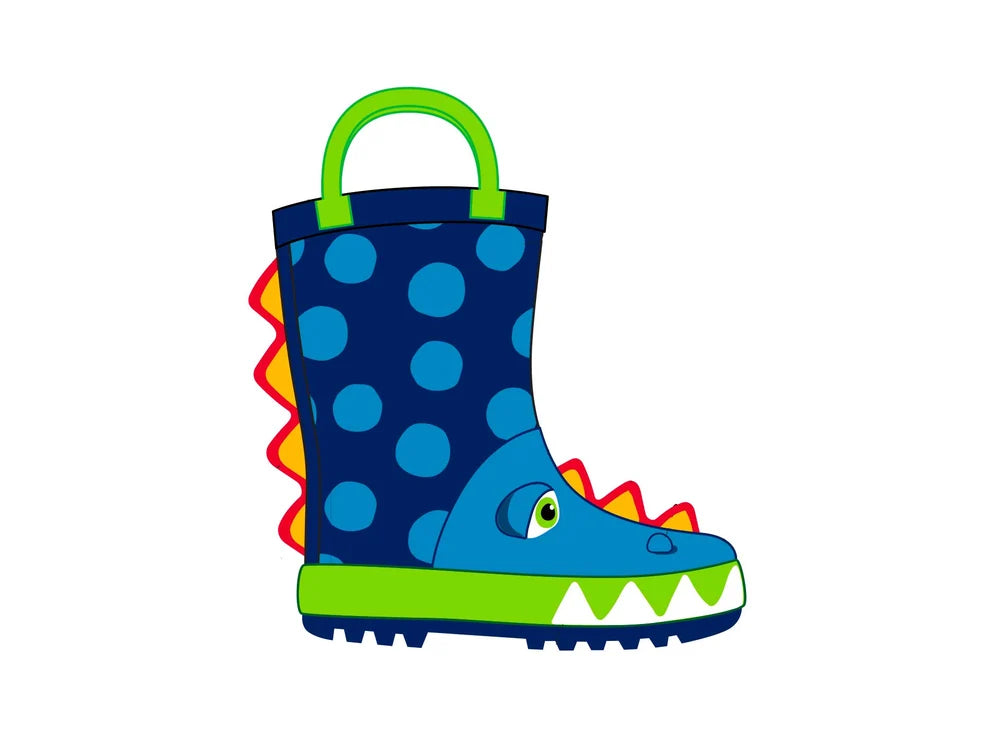 Stivaletti da pioggia Mr. Tiggle in gomma naturale con maniglie laterali e fodera in cotone biologico per bambini.