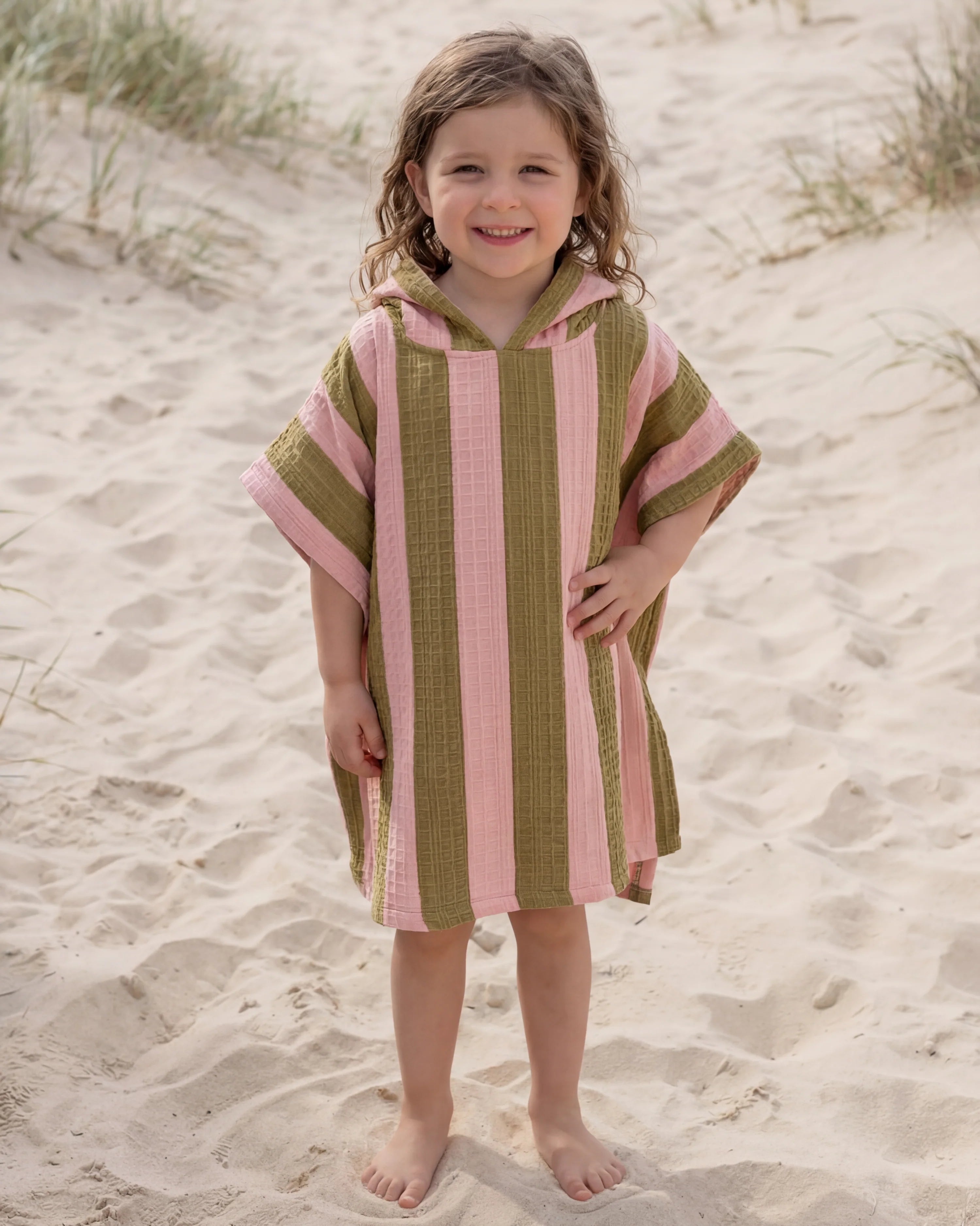 Molis&Co. Poncho da bagno - Khaki & Rose Stripes