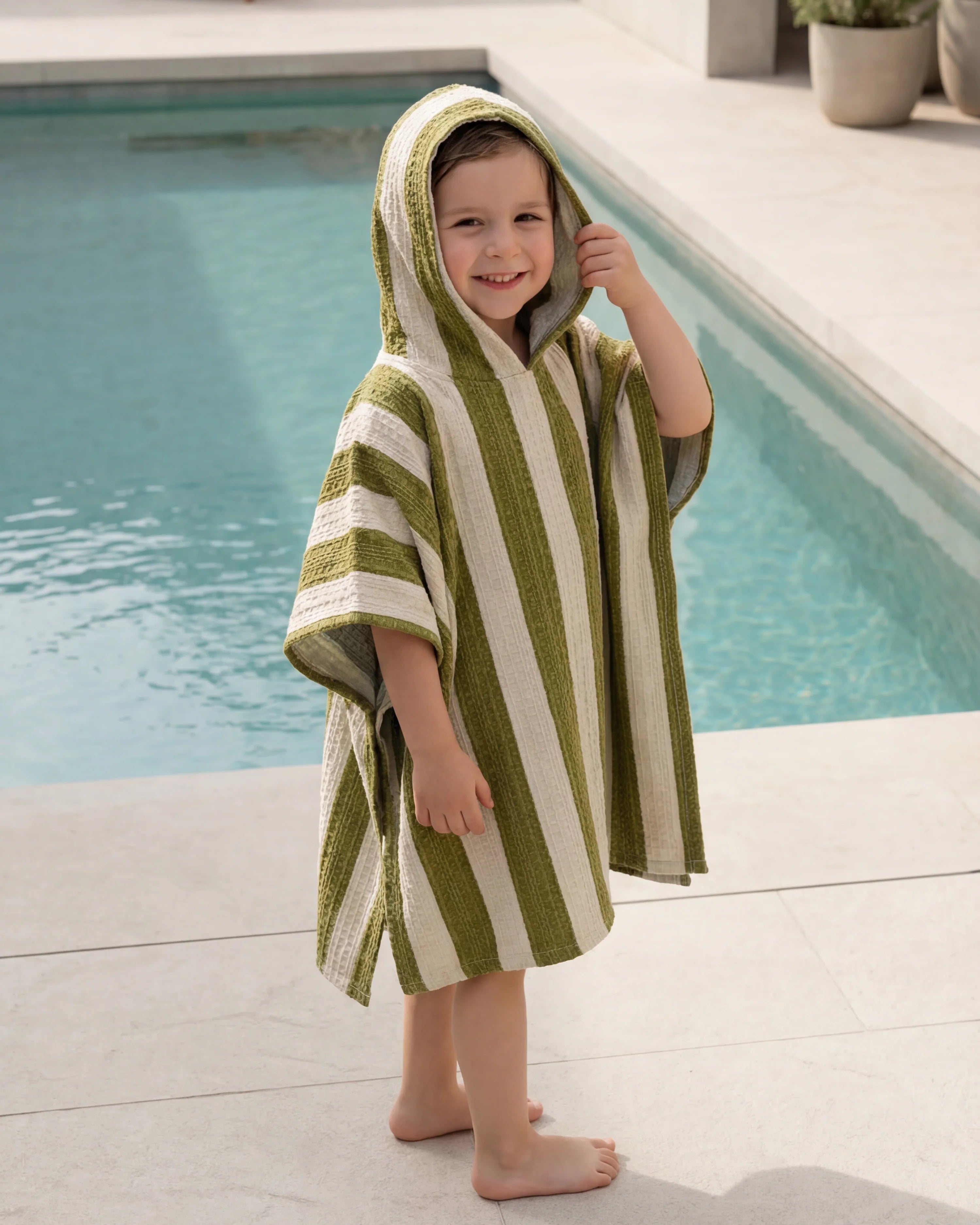 Molis&Co. Poncho da bagno - Khaki & Cream Stripes