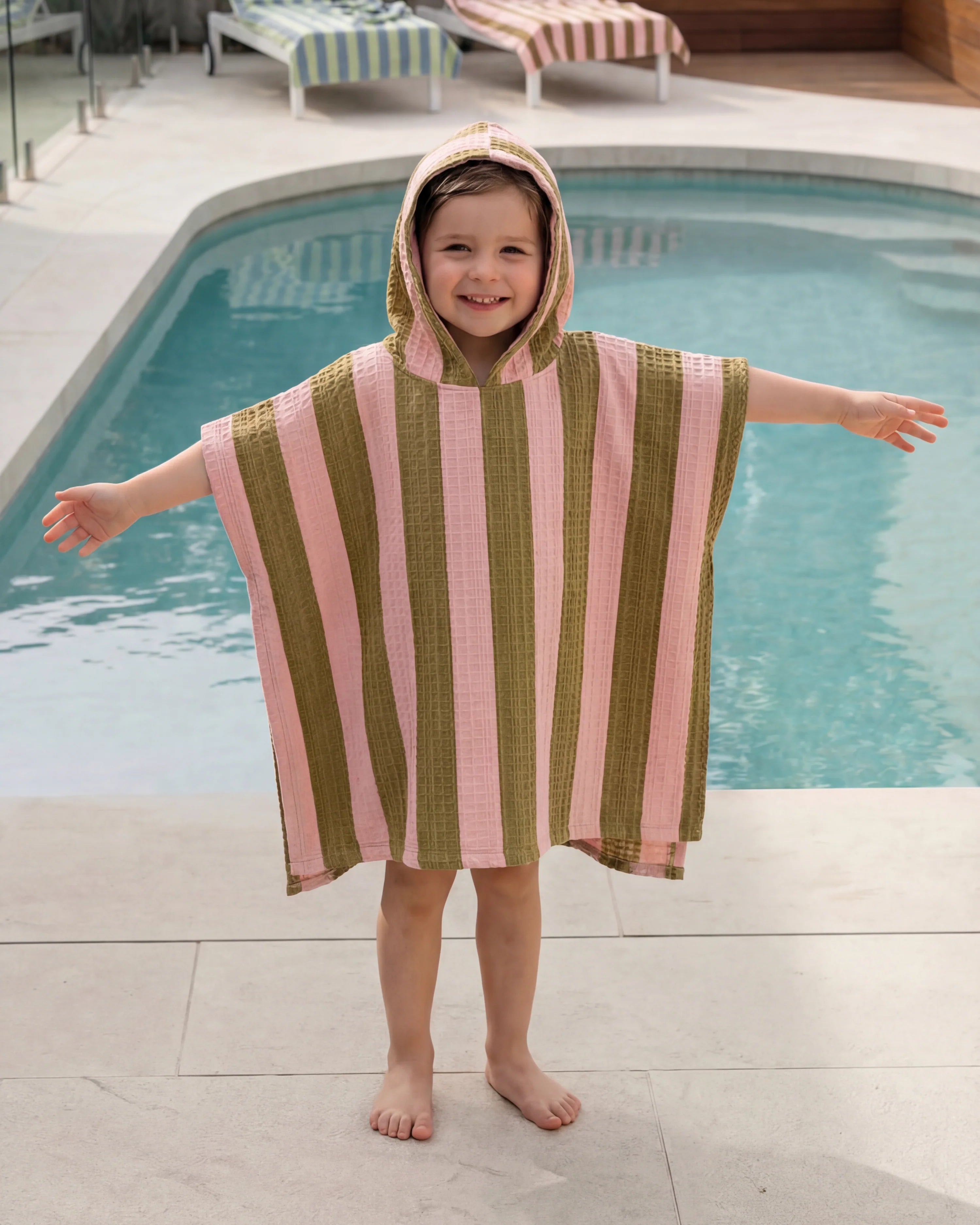 Molis&Co. Poncho da bagno - Khaki & Rose Stripes