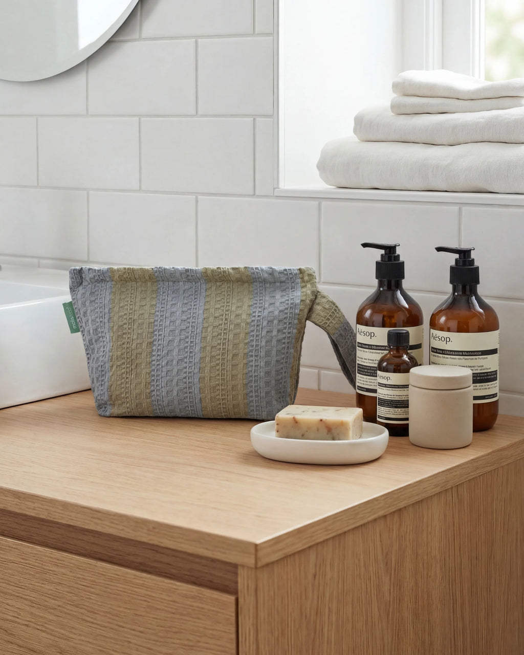 Molis&Co. Organizer - Beauty Khaki & Blue Stripes