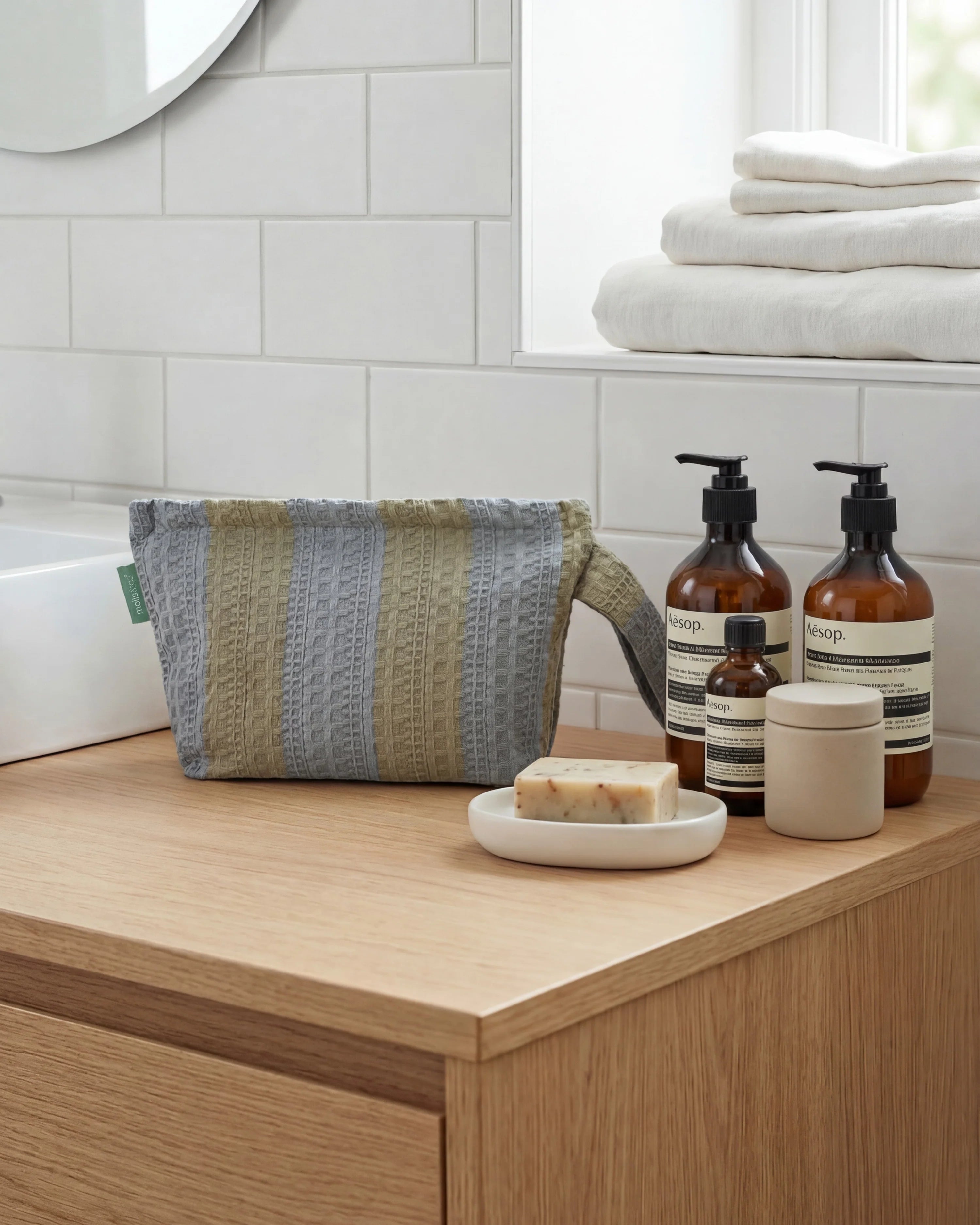 Molis&Co. Organizer - Beauty Khaki & Blue Stripes