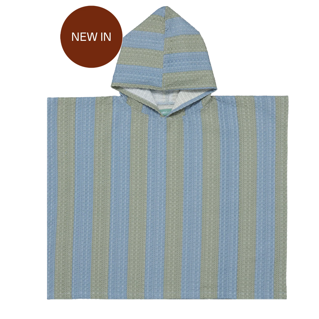 Molis&Co. Poncho da bagno - Khaki & Blue Stripes