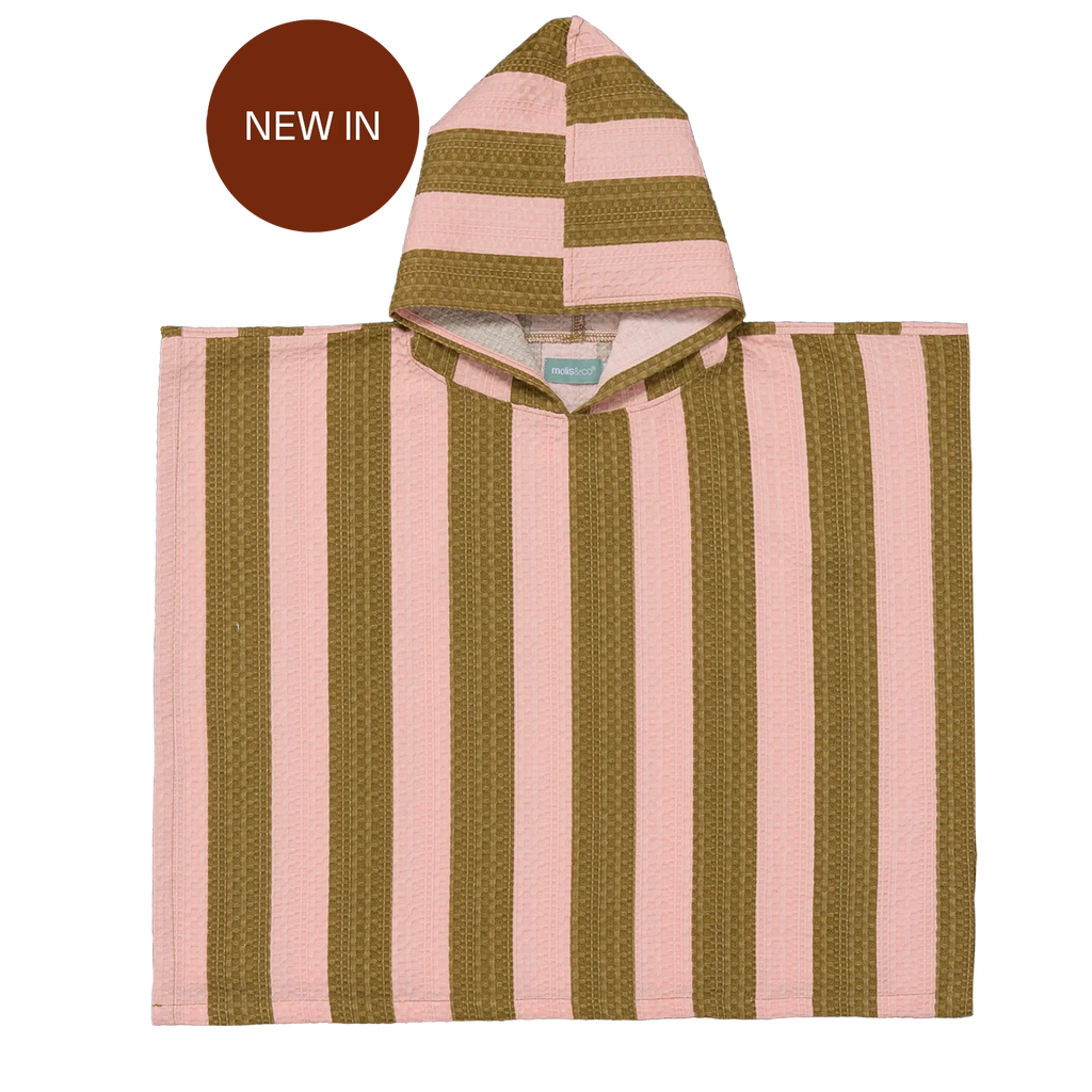 Molis&Co. Poncho da bagno - Khaki & Rose Stripes
