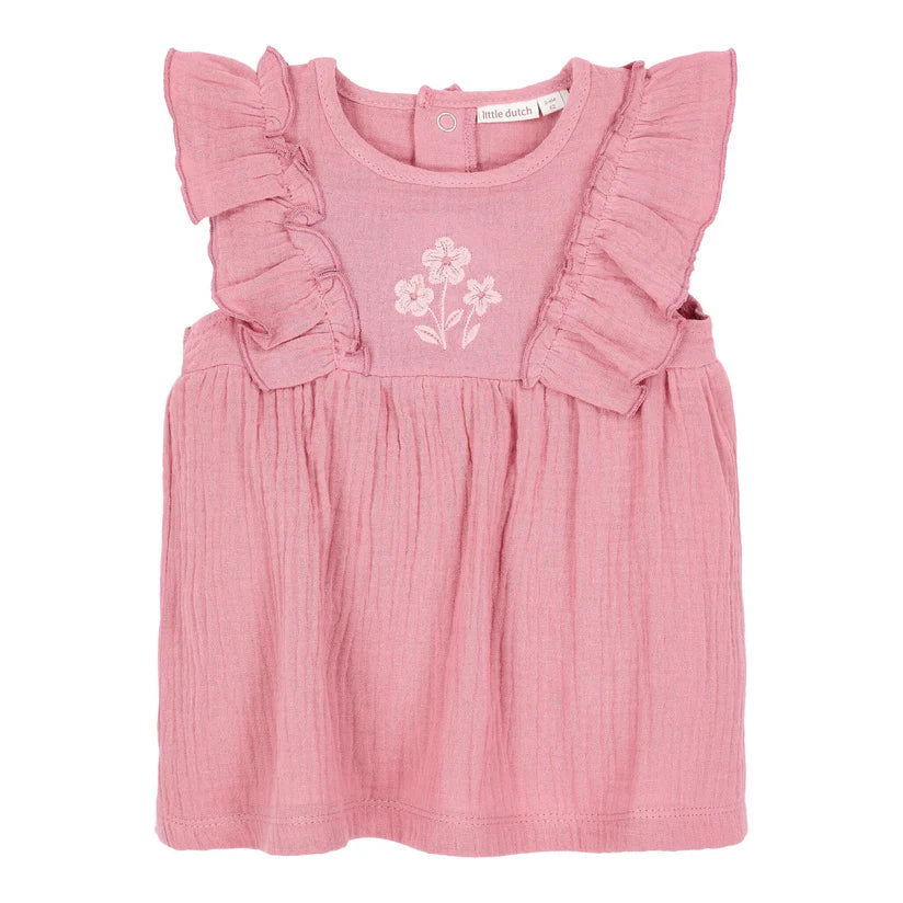 Little Dutch - Completo rosa vestito e mutandina