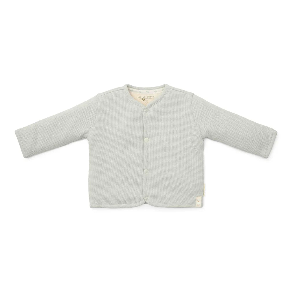 Little Dutch - Cardigan waffle verde e sabbia