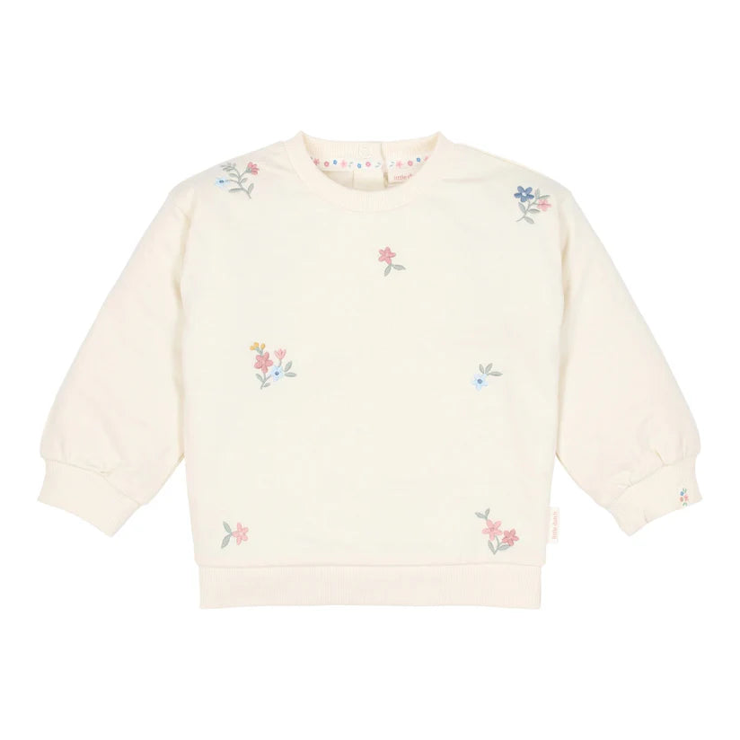 Little Dutch - Felpa Crema con ricami floreali
