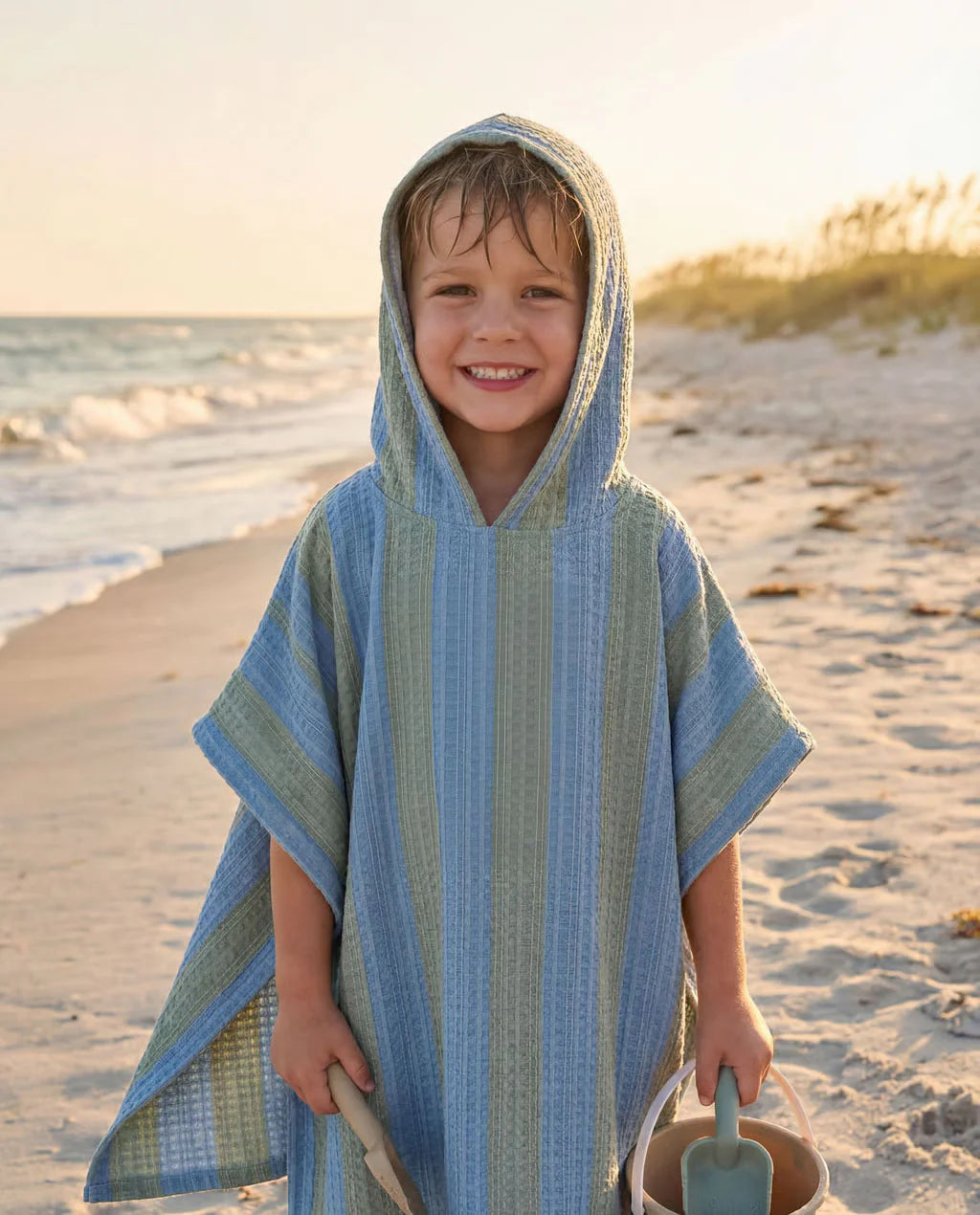 Molis&Co. Poncho da bagno - Khaki & Blue Stripes