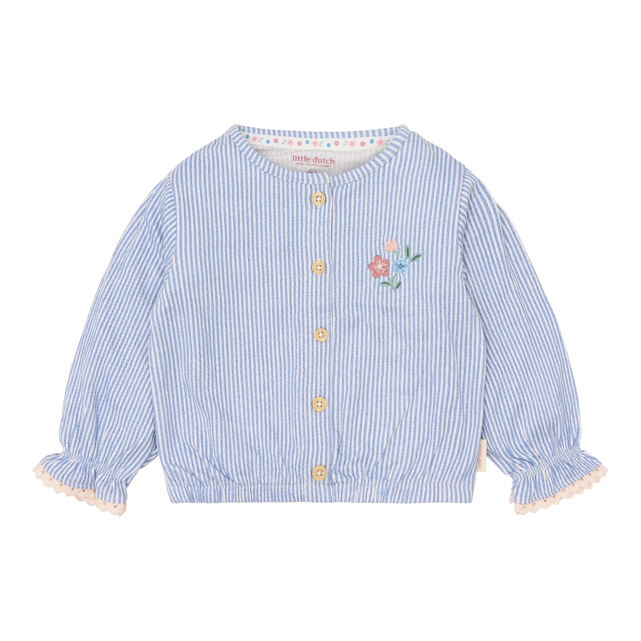 Little Dutch - Maglietta maniche lunghe denim blue stripes