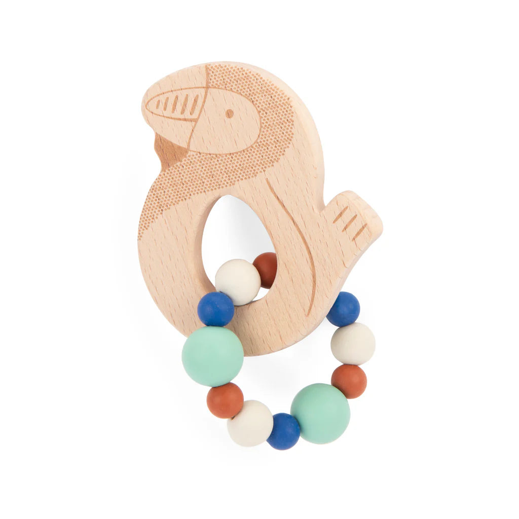 Moulin Roty - Anello di dentizione in legno e silicone (calao)